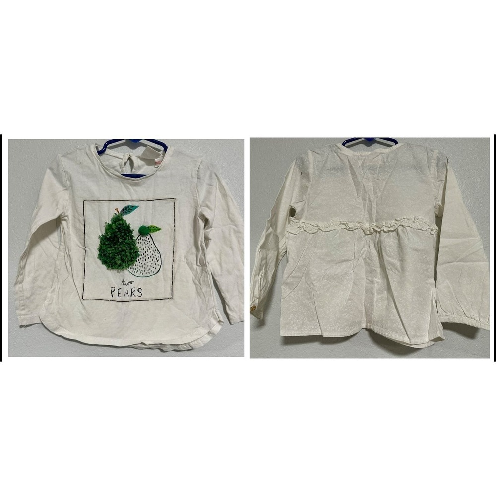 Zara baby‎ girl embroidered white blouse set of 2 sz 3/4 years